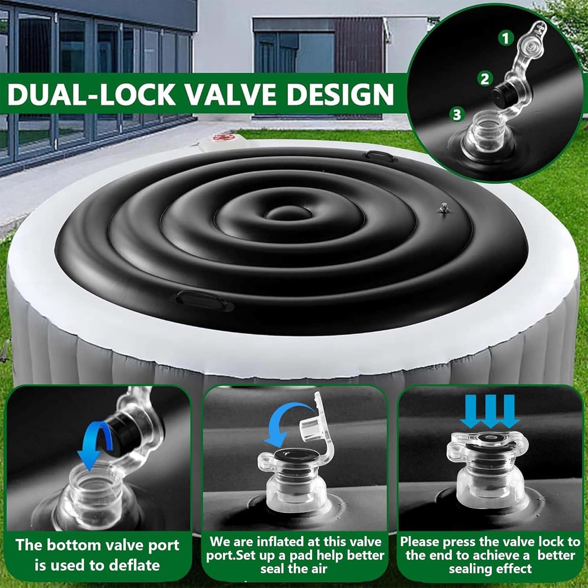 Tlswshsy energy-saving lid for round hot tubs supports quicker heat retention during chilly evenings.