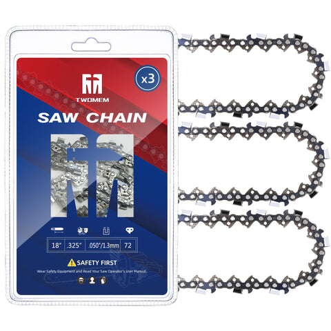 TM TWOMEM 18-inch chain in a 3-pack with drive links for long-lasting cutting.