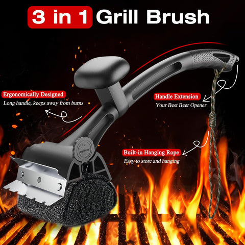 TMEDW grill brush base featuring beer opener for convenient barbecues