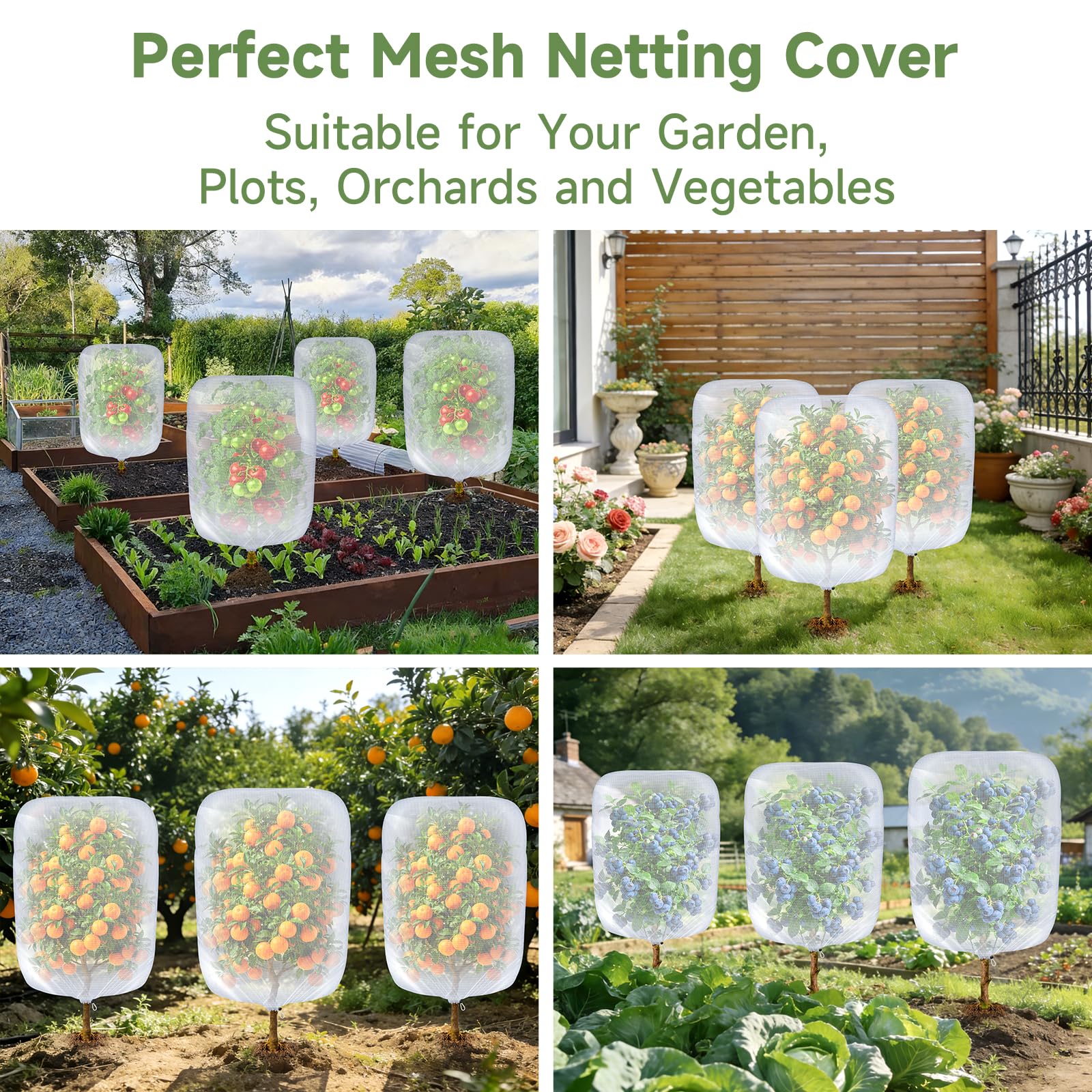 TMFsode easy-install drawstring system simplifies securing netting around plants.