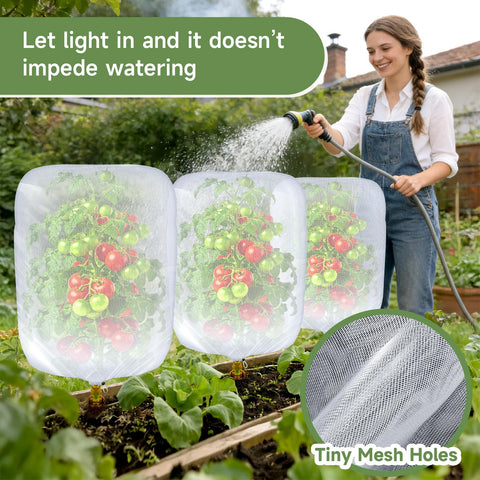 TMFsode vegetable netting shields tomatoes and vegetables while allowing water through.
