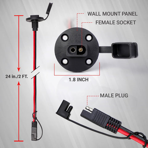 TMH flush mount SAE connector designed for solar panels and generators.