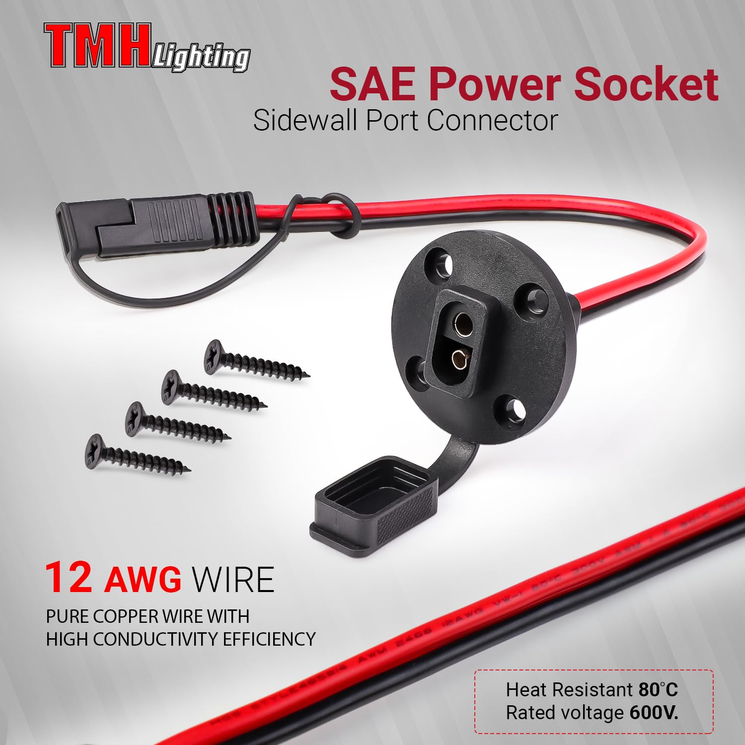 TMH SAE sidewall port with 2-pin quick connect for reliable outdoors use.