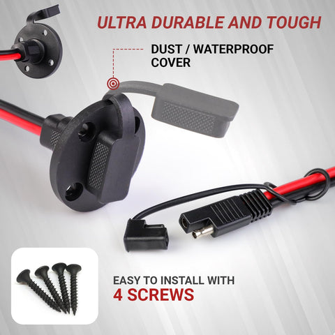 TMH weatherproof SAE plug set with mounting screws for easy installation.