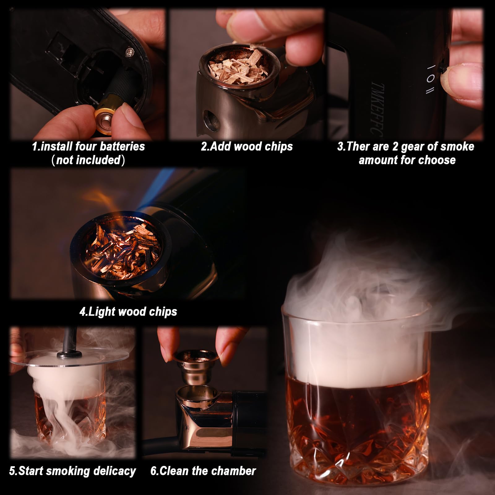 TMKEFFC Smoking Gun cup cover included for easy cocktail smoking