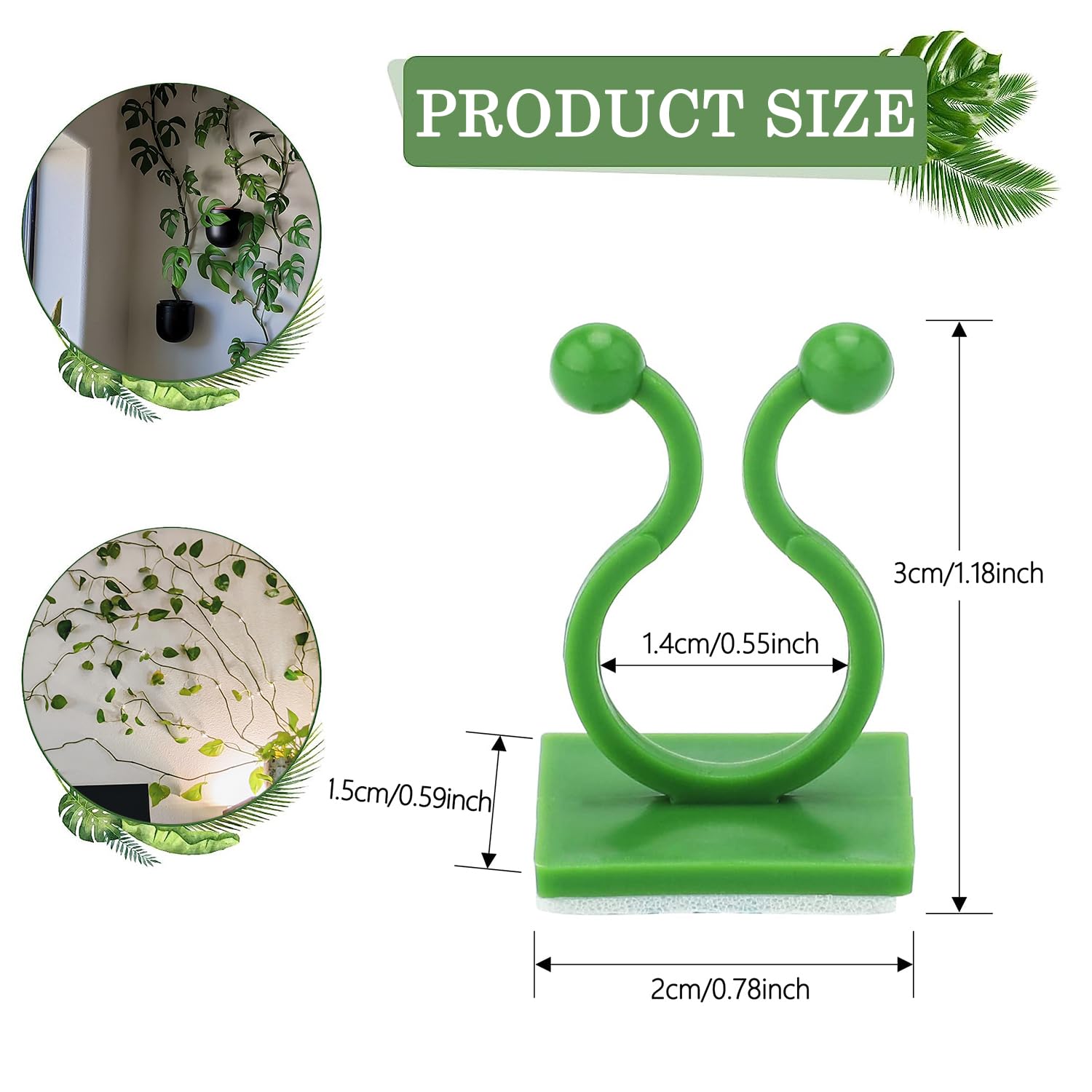 Tmofs self-adhesive green leaf clips for ivy and creepers.