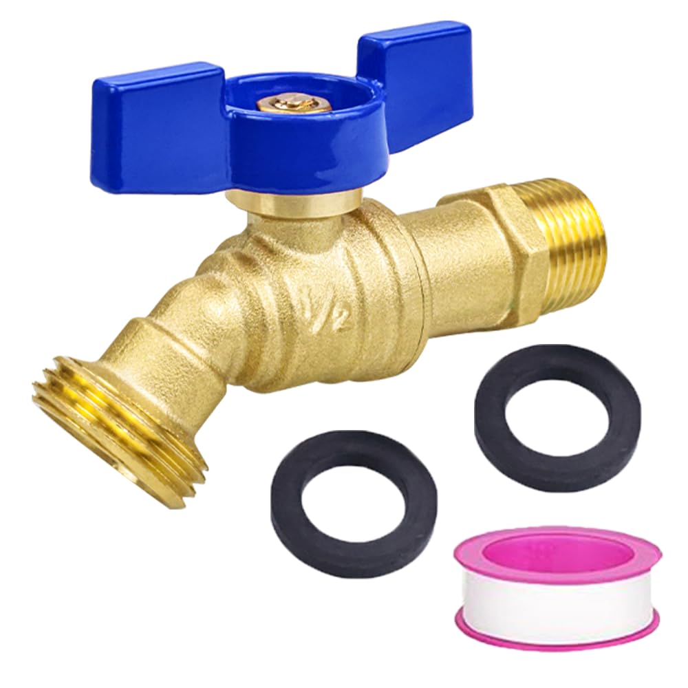 TMOK brass outdoor faucet close-up shows durable construction for reliable water flow.