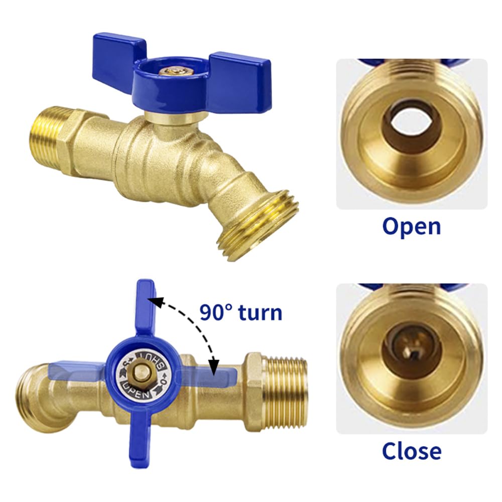 TMOK outdoor faucet close-up demonstrates easy tool-free installation.