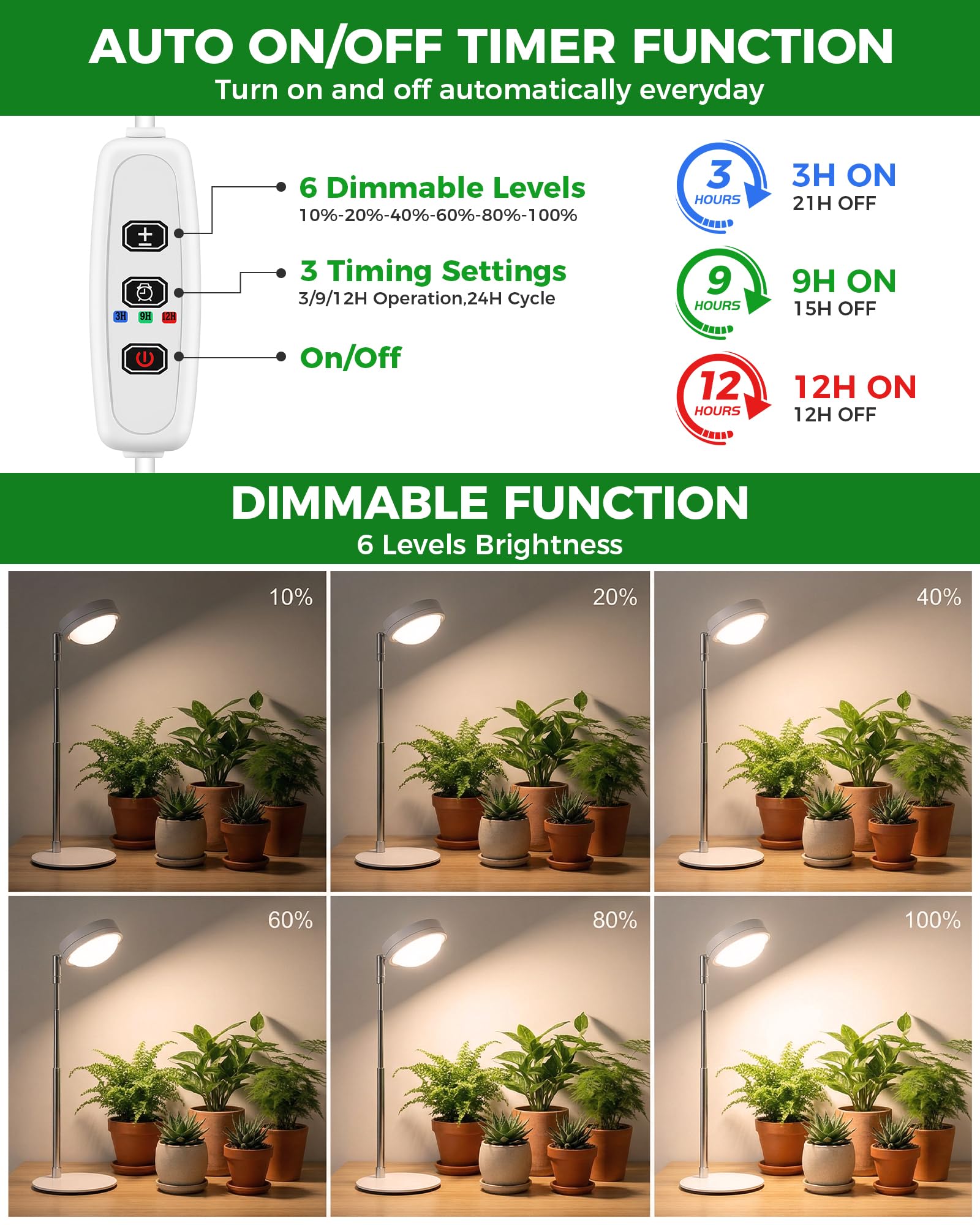 Tmsluody height-adjustable stand supports various plant sizes.
