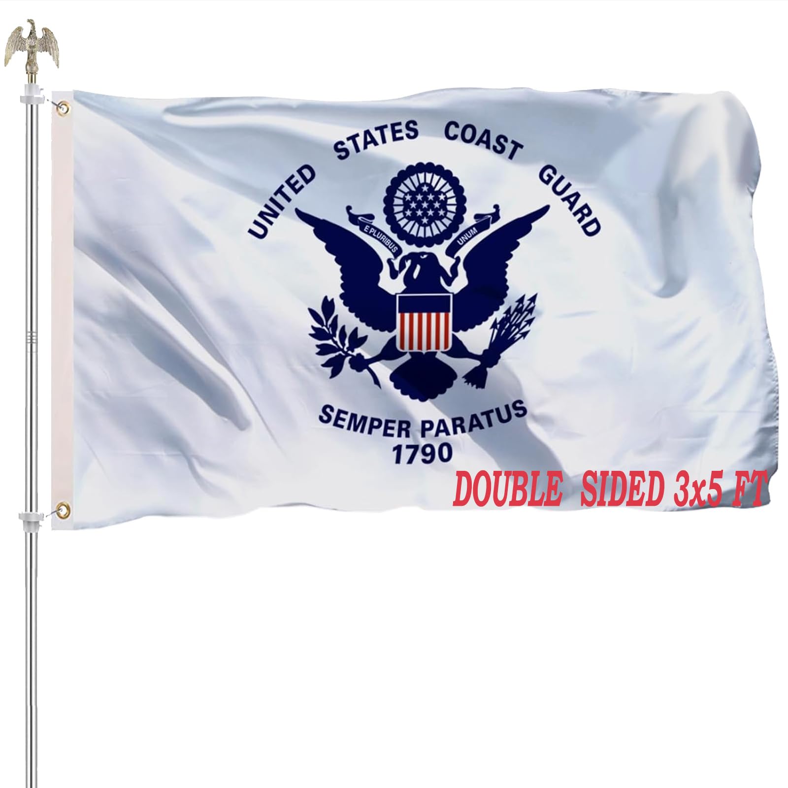 tnpun US Coast Guard flag 3x5 double-sided vivid print for outdoor display