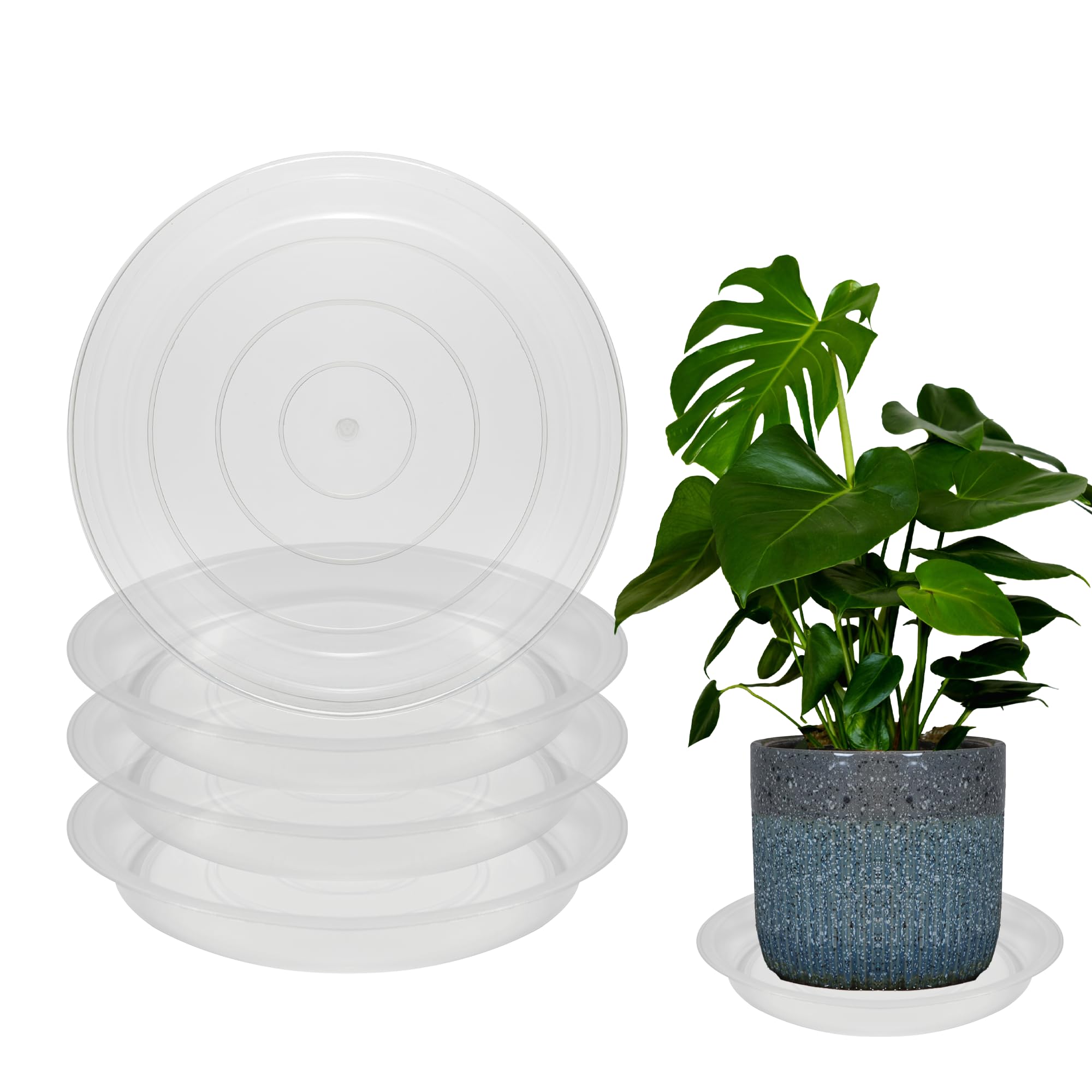 TNTIWQ 16-inch round plant saucer top view protects surfaces from water.