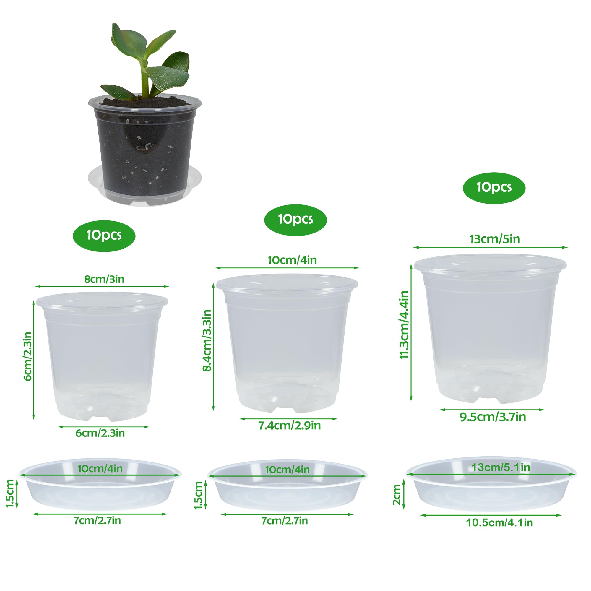TNTIWQ clear nursery pot 4-inch with drainage for easy monitoring.