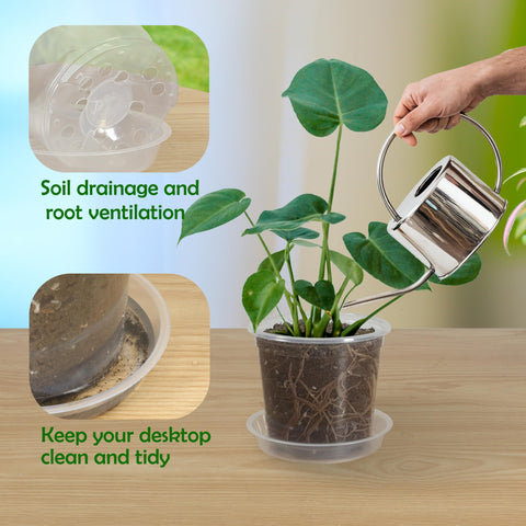 TNTIWQ plant saucer set keeps surfaces clean and drained.