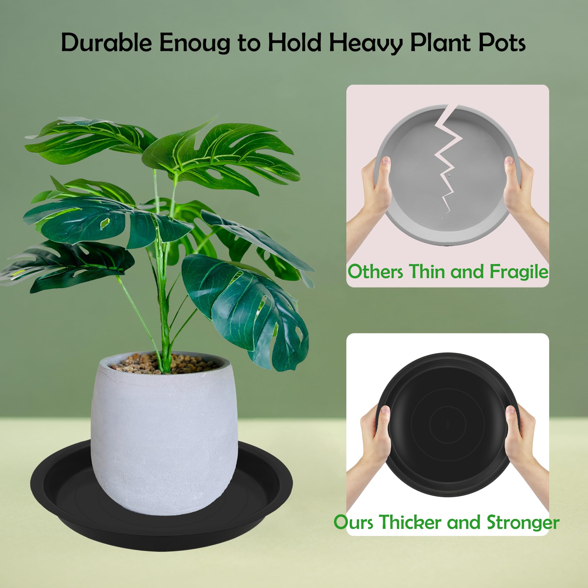 TNTIWQ plant saucer edge close-up highlights thick, durable plastic.