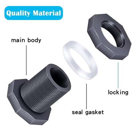 Tnuocke grey rain barrel adapter emphasizes silicone seal for leak protection