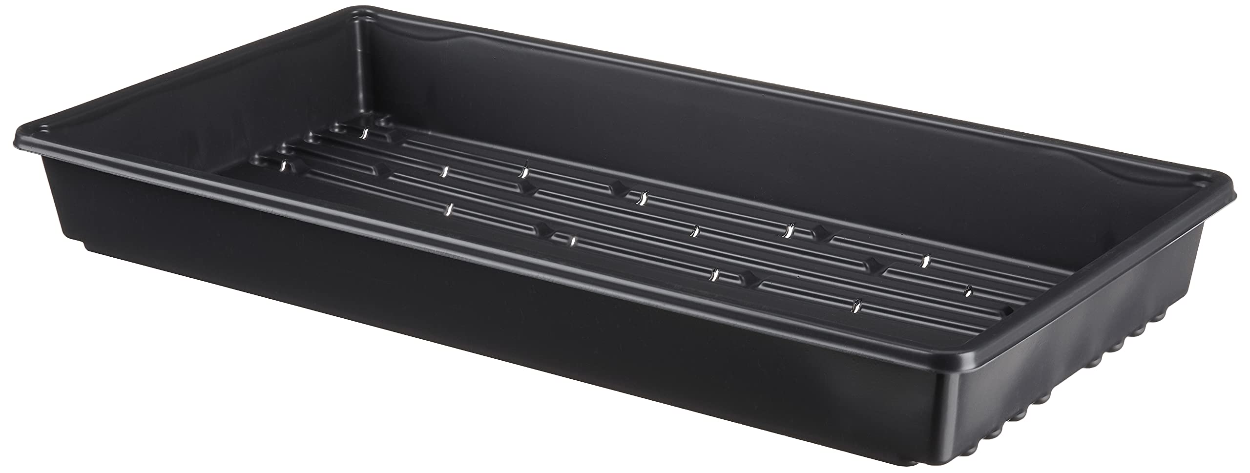 TO Plastics 1020 tray holes closeup shows drainage for seedlings