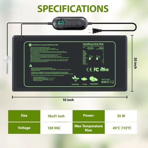 Toaspa heat mat with 3-button interface for quick temp setup