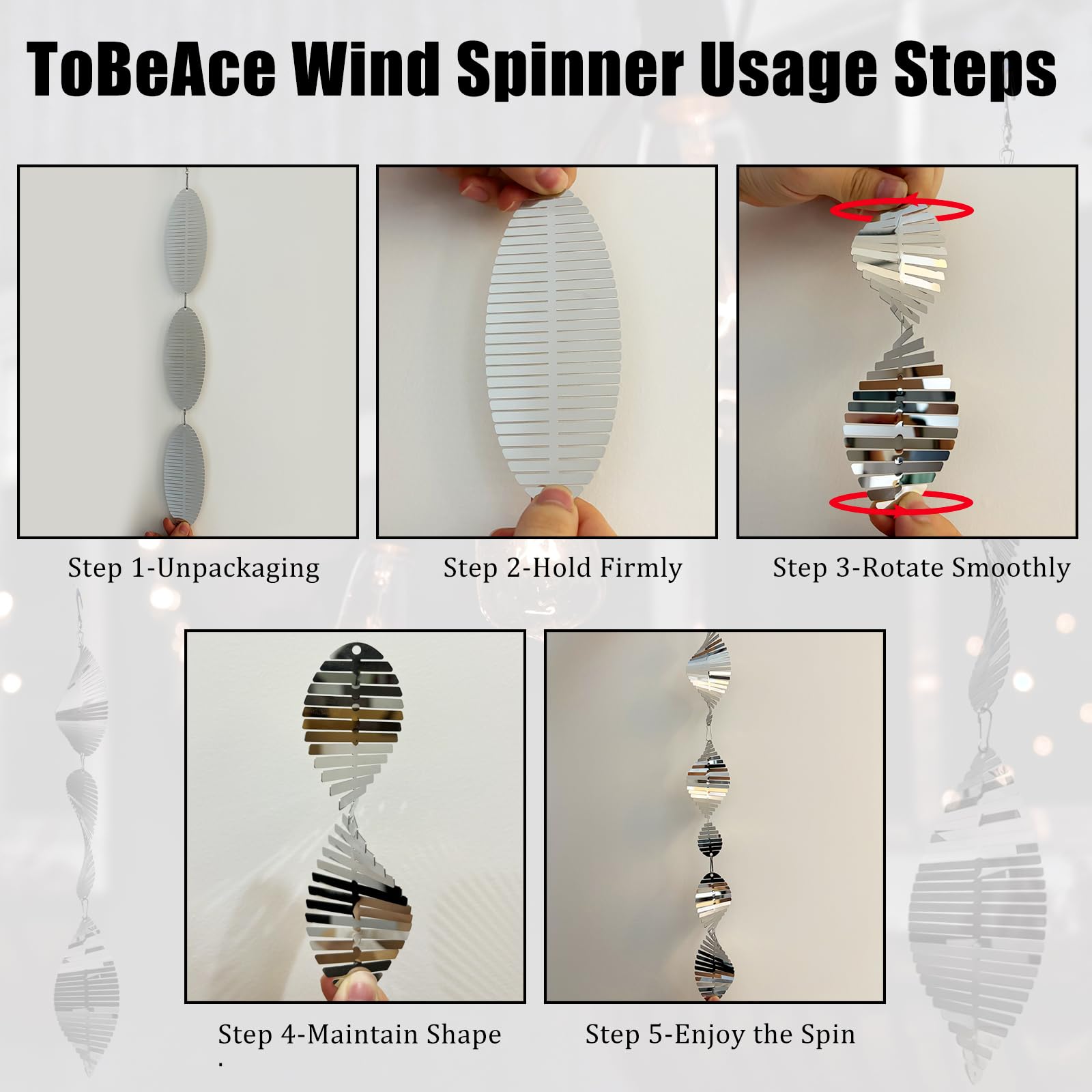 ToBeAce silver metal bird deterrent detail shows rugged stainless steel finish.