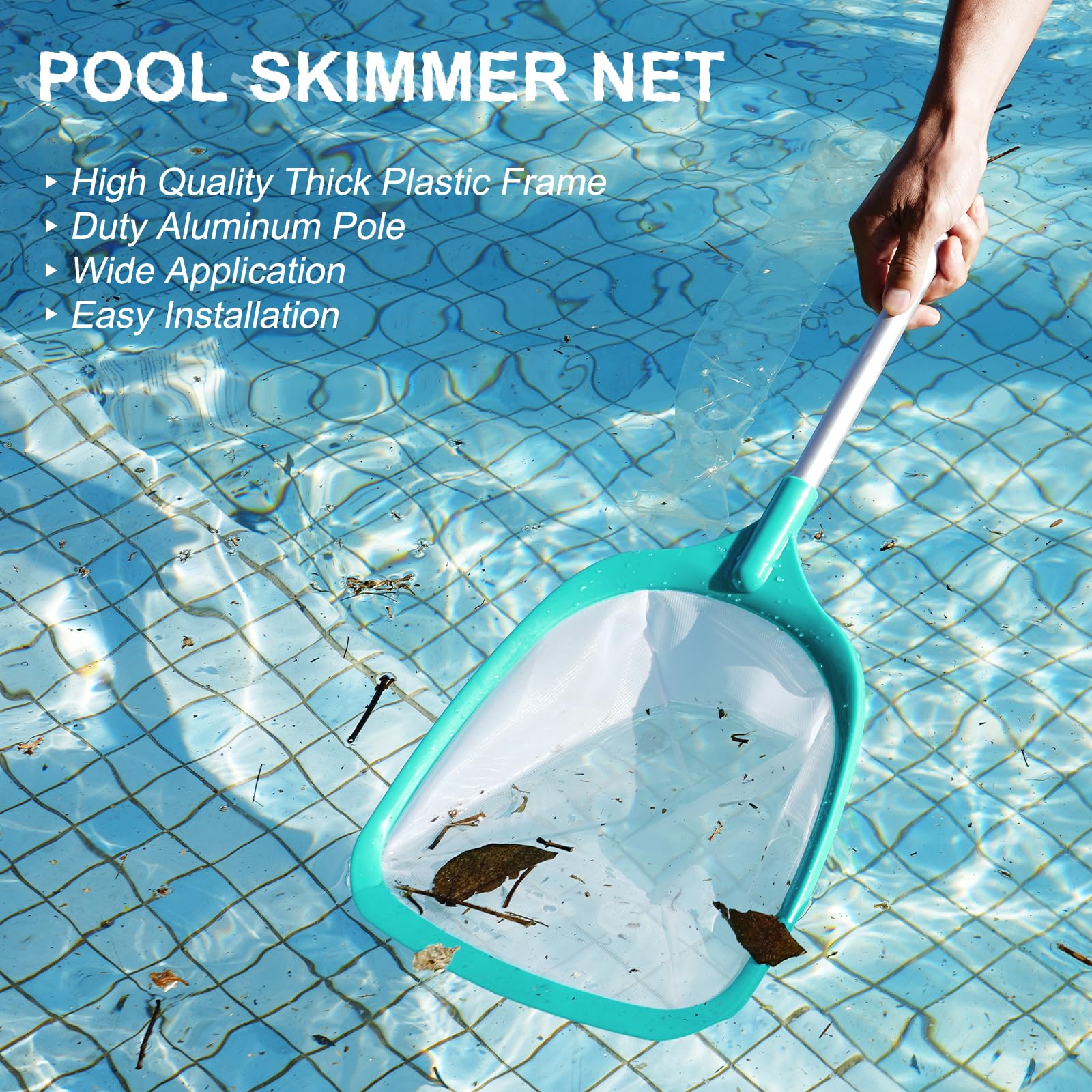 TOBEHIGHER Ultra-fine mesh skimmer clears tiny debris efficiently