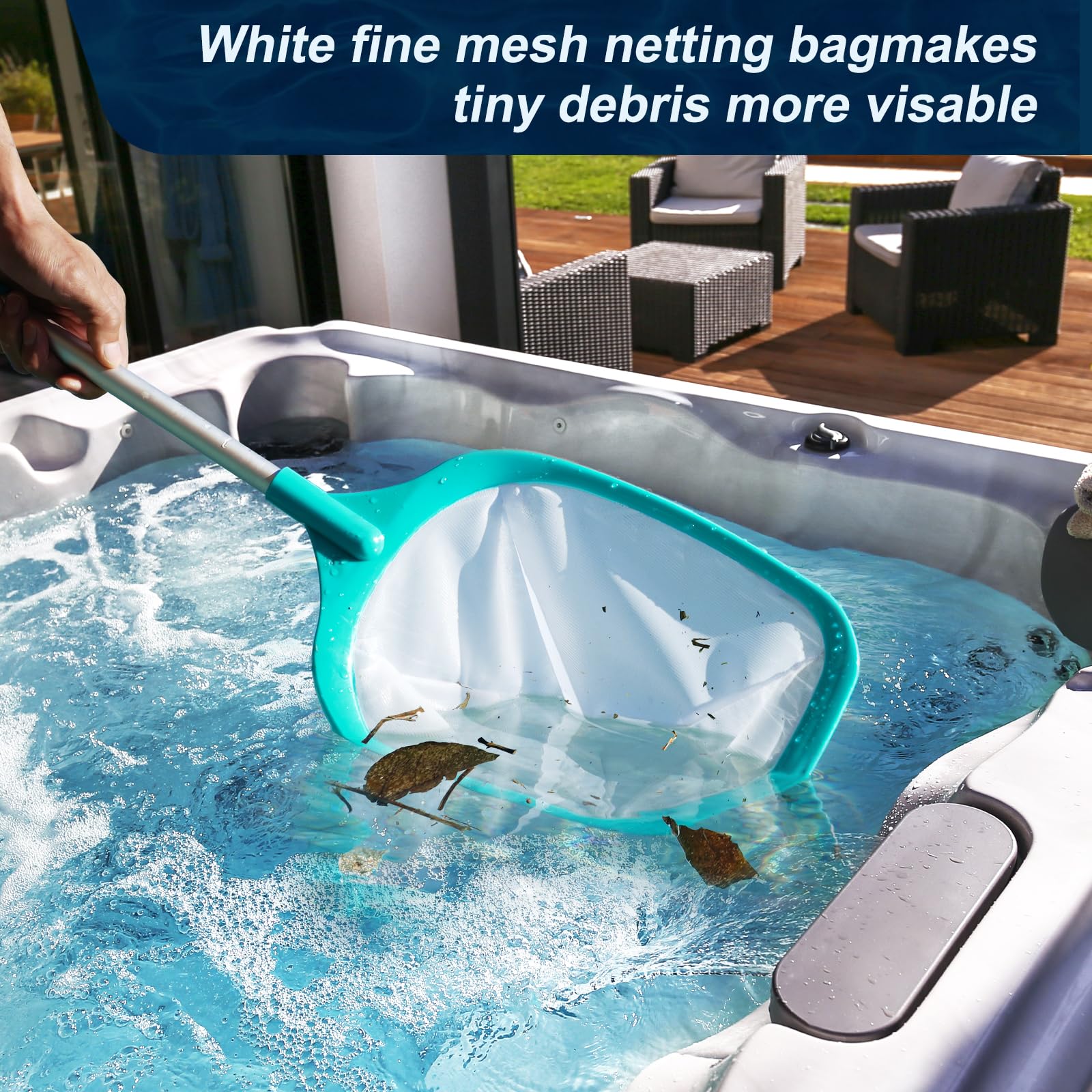 TOBEHIGHER Pool Skimmer with wide front lip gathers surface debris easily