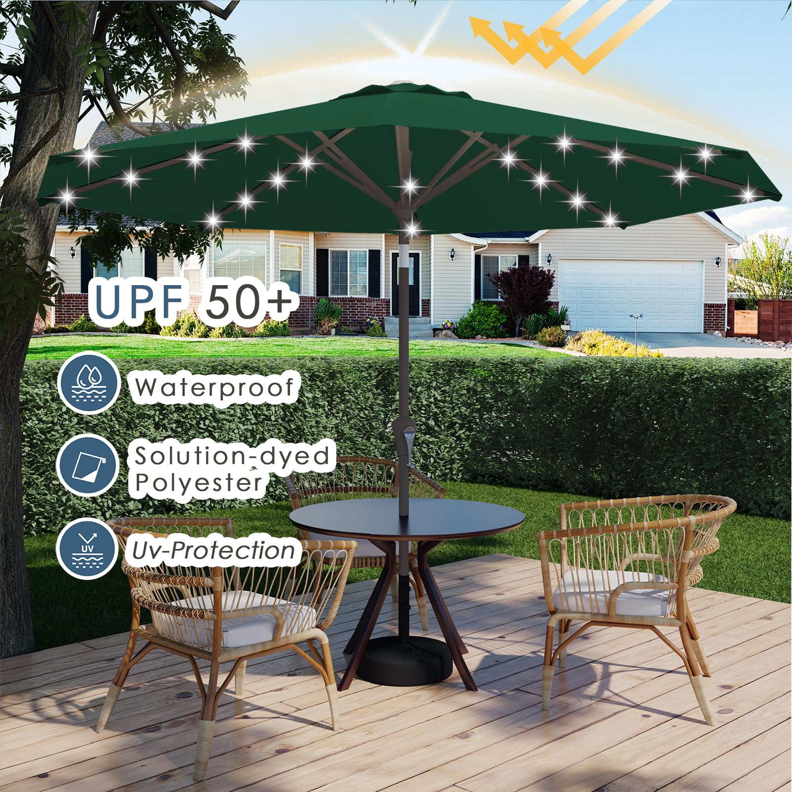 Tobeos sturdy 1.5-inch iron pole with eight ribs for stability.