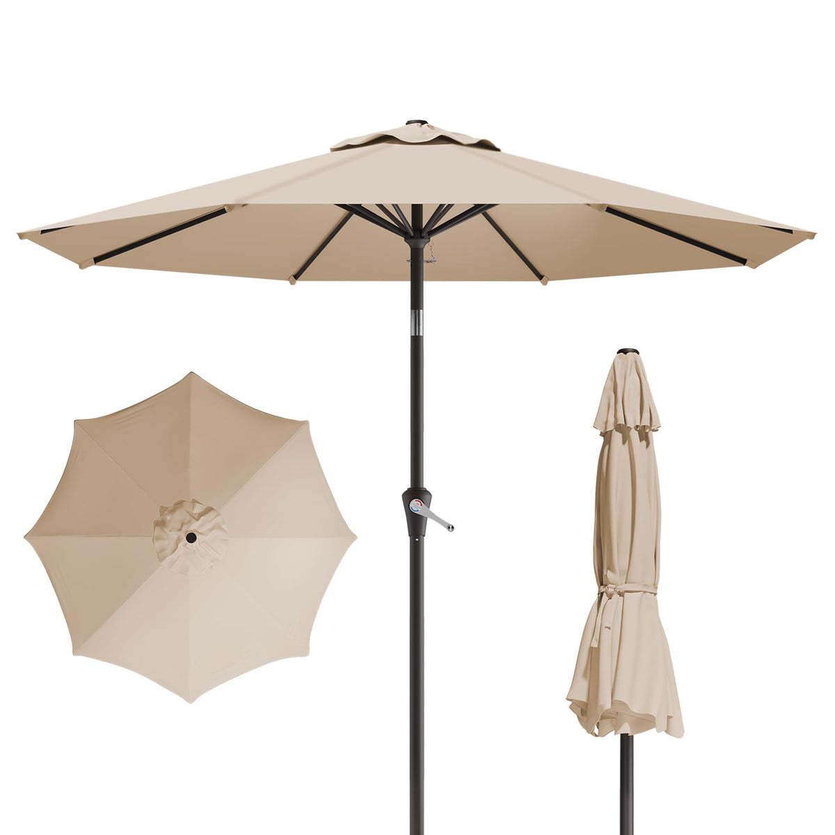 Tobeos 10ft patio umbrella with crank tilt providing broad shade for outdoor spaces