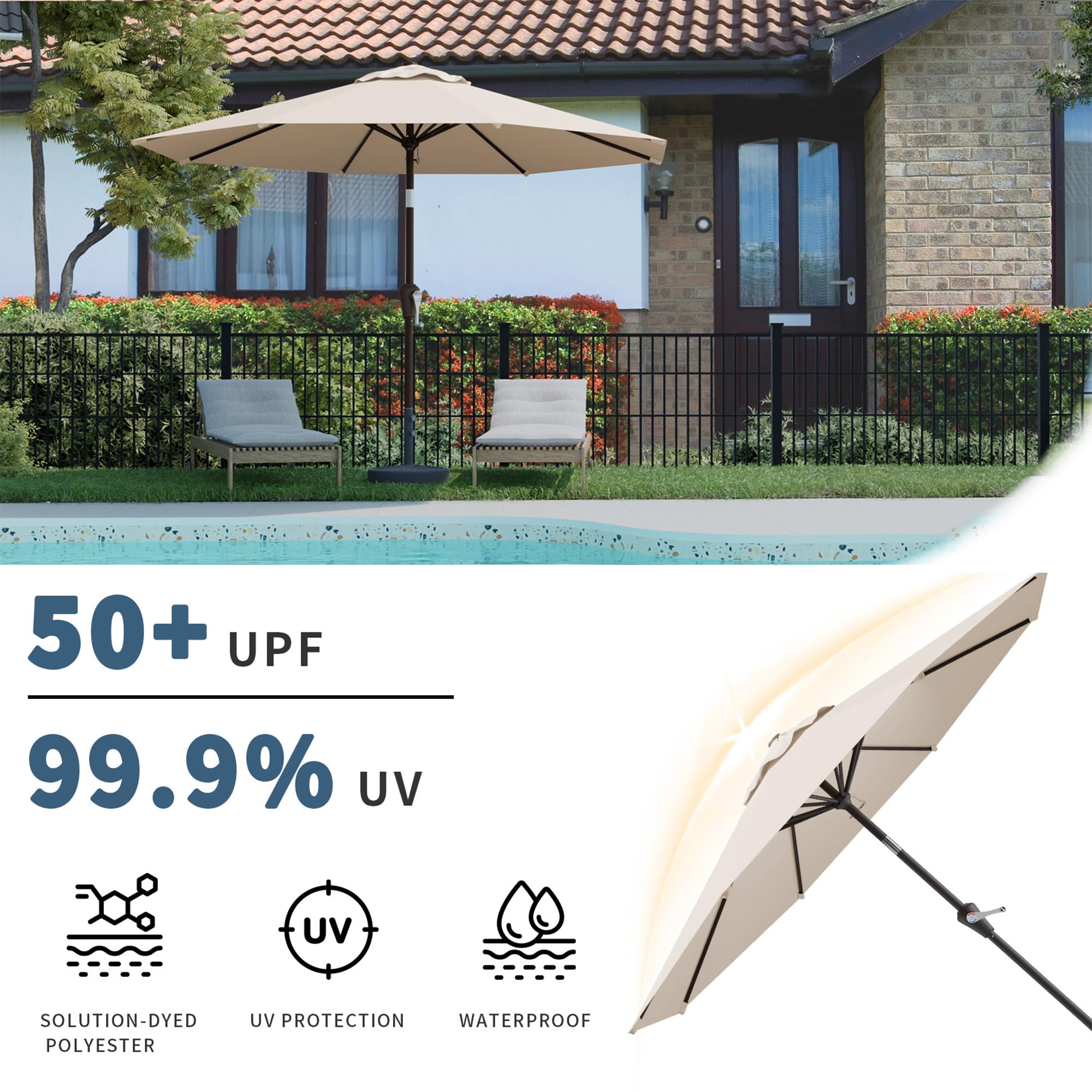 Tobeos 8-rib iron frame umbrella built for durability in windy conditions