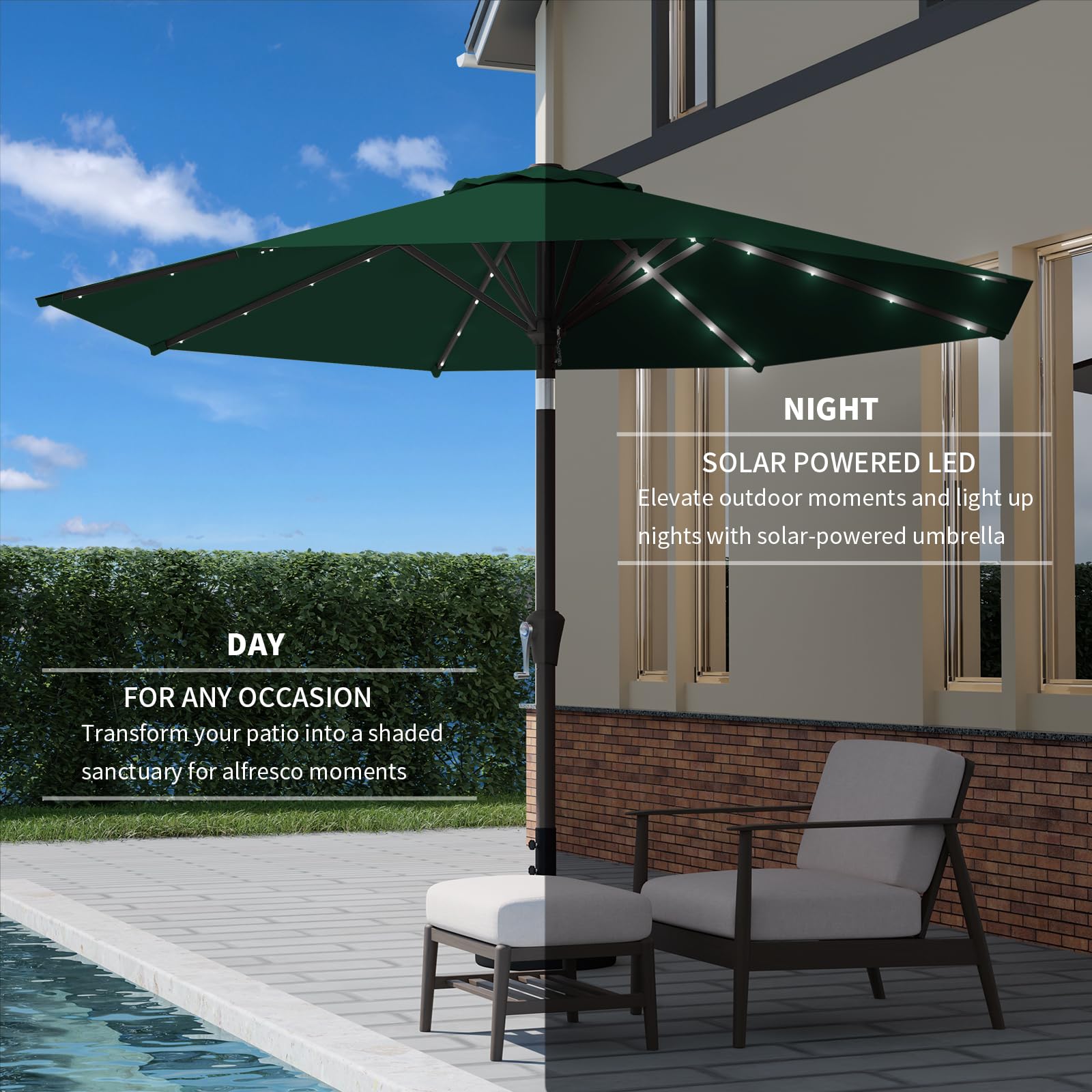 Tobeos 9FT coverage fits 42–54 inch tables for 4–6 guests.
