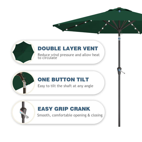 Tobeos tilt and crank mechanism enables easy shade adjustment.