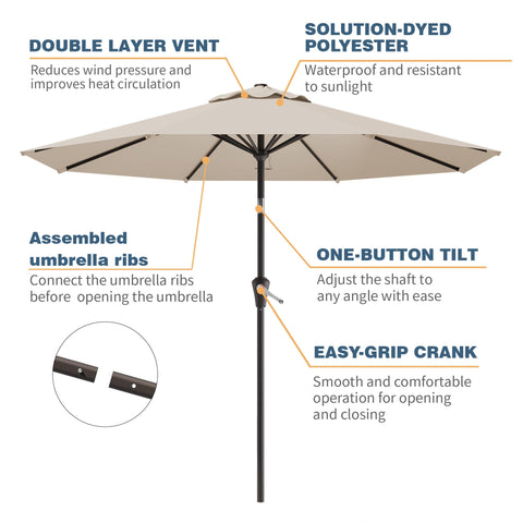Tobeos push-button tilt close-up showing easy sun protection adjustment
