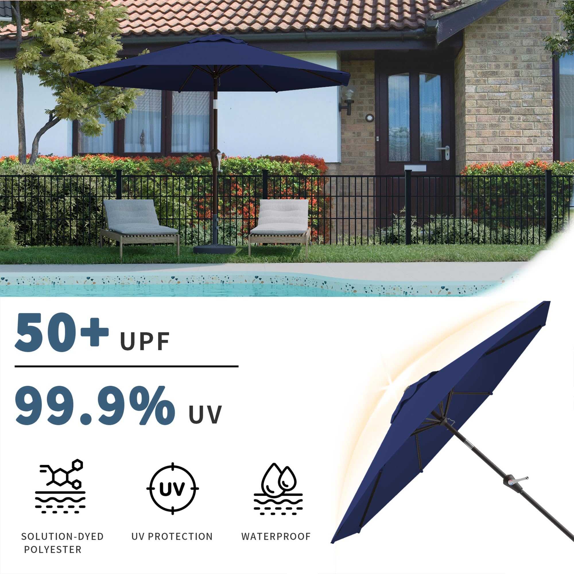 Tobeos 8-rib frame emphasizes stability and durability against windy days.