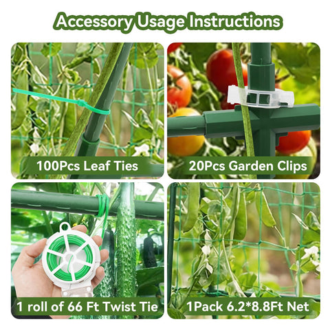 TOCCYARD arch trellis secures vines with leaf ties and clips.