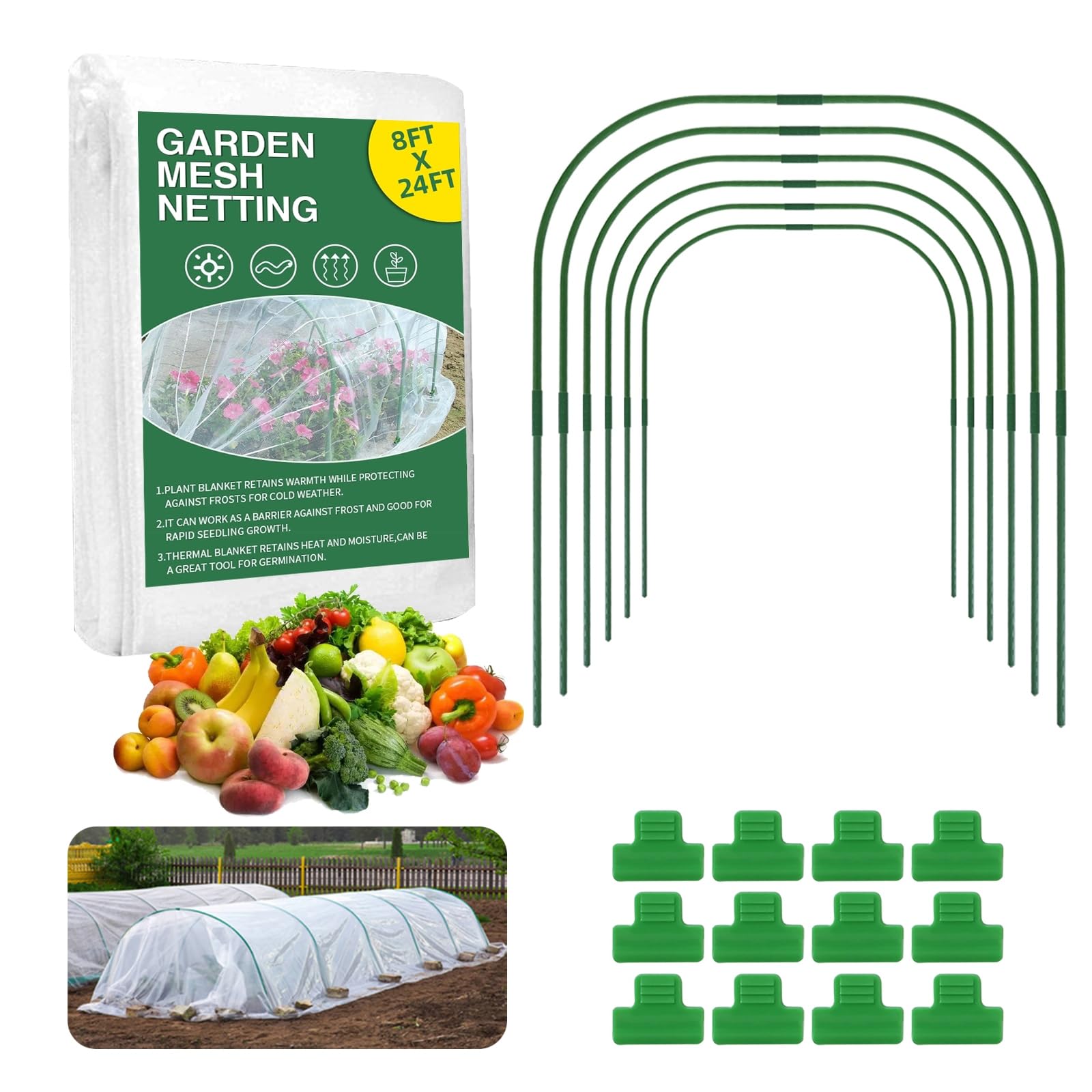 TOCCYARD Garden Netting Kit over a raised bed protects crops from pests