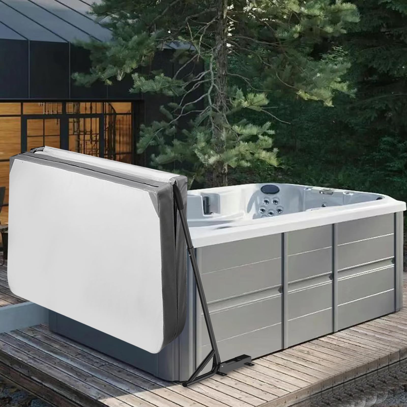 TOCRETOARE cover protection: keeping spa covers dry and organized on the deck.