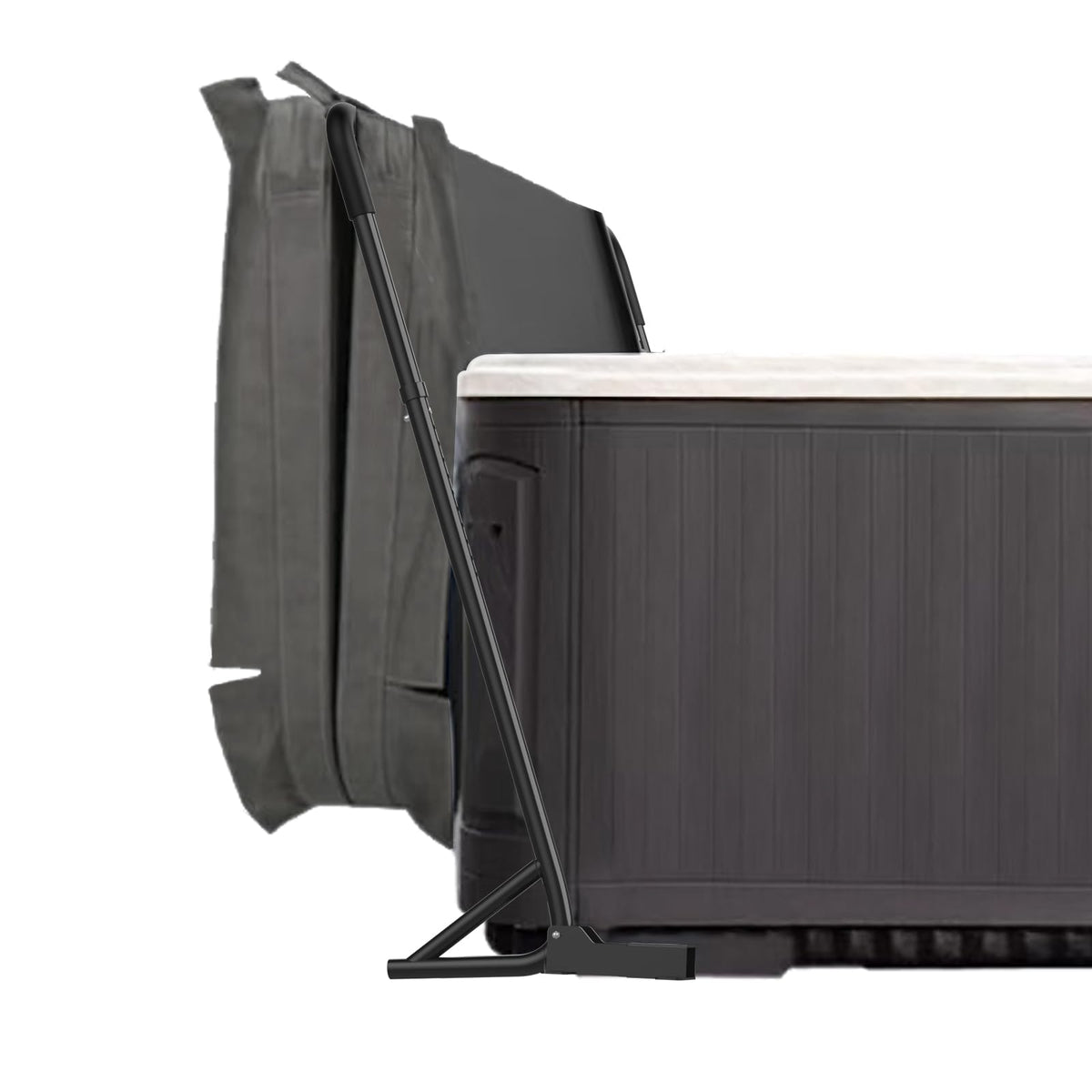 TOCRETOARE hot tub cover lifter assembly demonstrates simple, drill-free installation for fast setup.