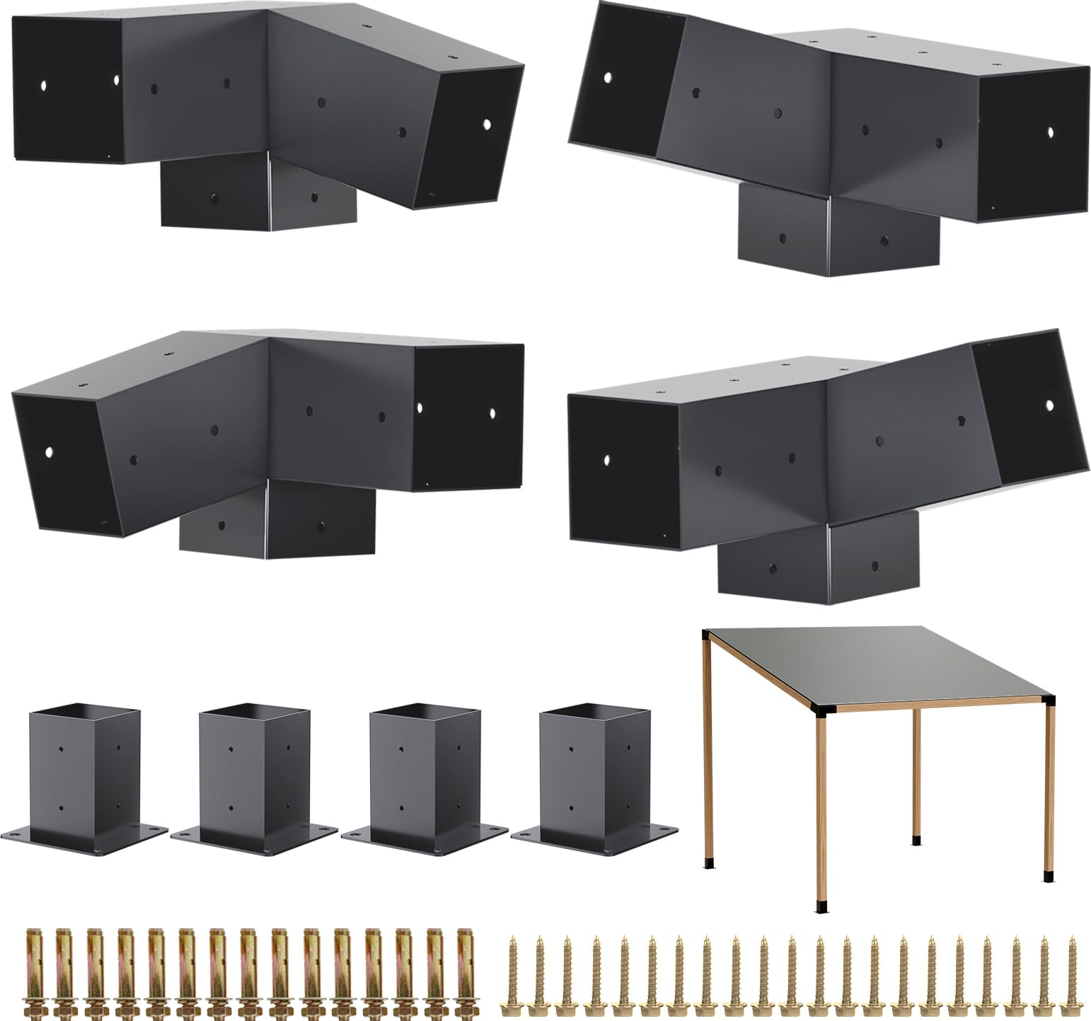 TOCRETOARE pergola kit 3-way slanted brackets support a sturdy outdoor frame.