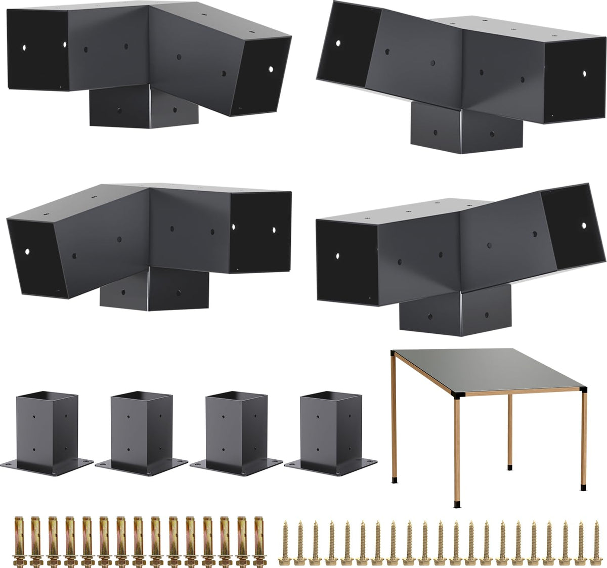 TOCRETOARE pergola kit 3-way slanted brackets support a sturdy outdoor frame.