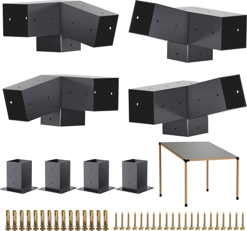 TOCRETOARE pergola kit 3-way slanted brackets support a sturdy outdoor frame.