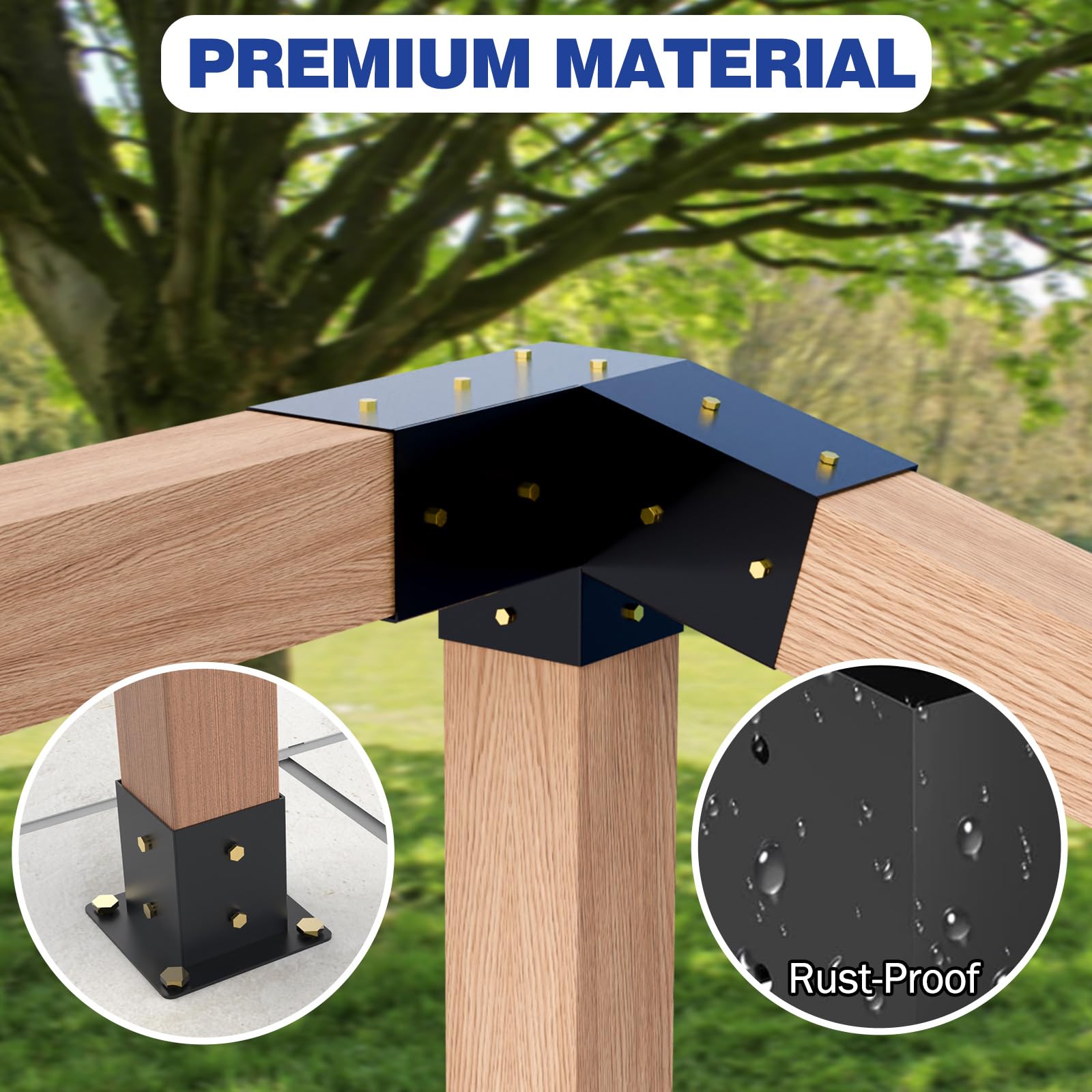 TOCRETOARE universal-inner-size brackets fit 4x4 posts (3.5x3.5 actual).