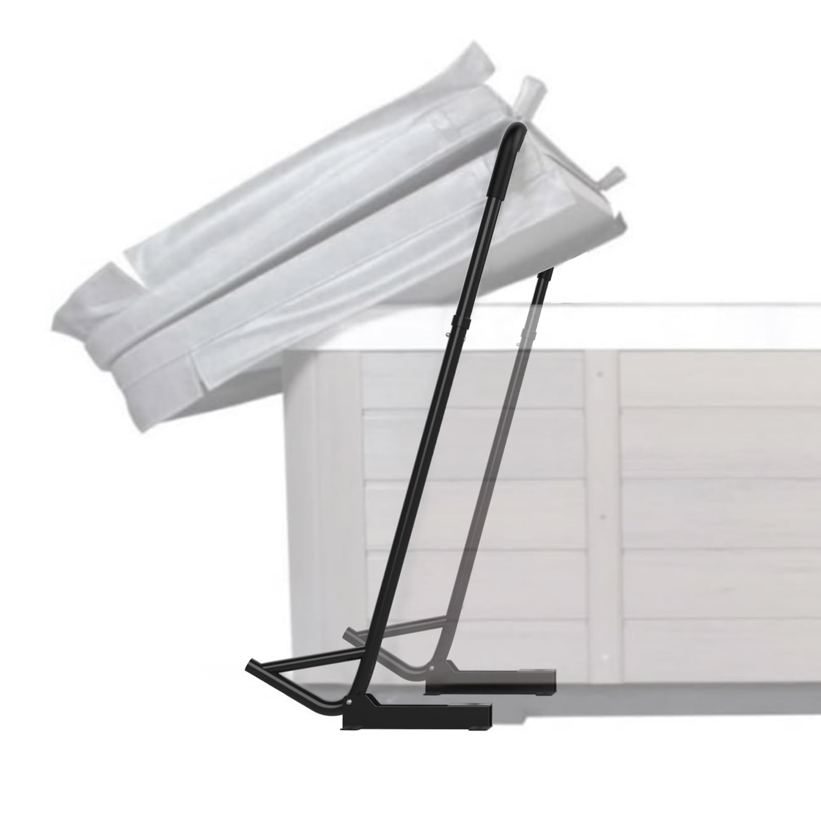 TOCRETOARE spa cover lift under-mount-bracket shown on an outdoor hot tub for durability