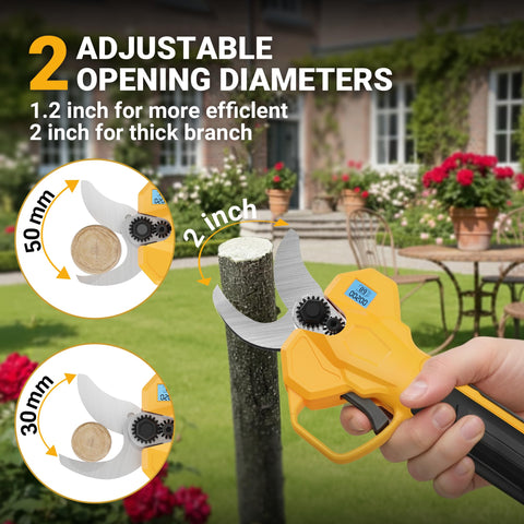 ToCzernobgol pruning shears LCD display shows battery and cuts