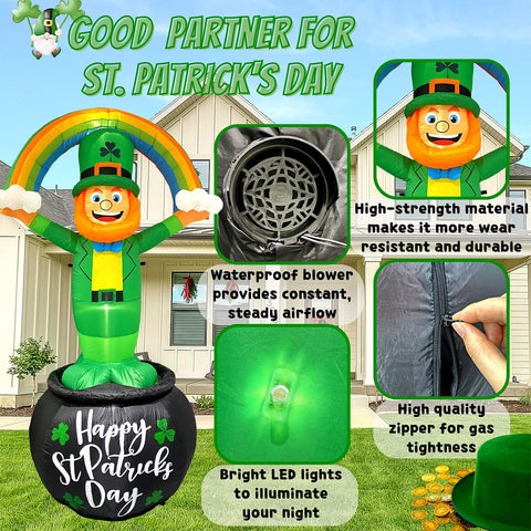 TOCZIM built-in sandbags stabilize the leprechaun display in wind.