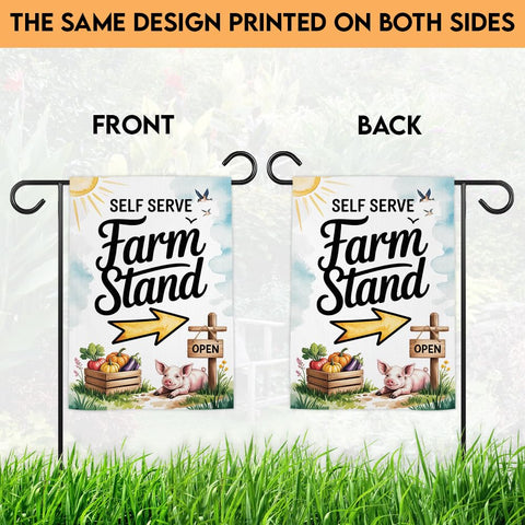 TODOLIA double-sided sublimation flag visible from both sides in the garden