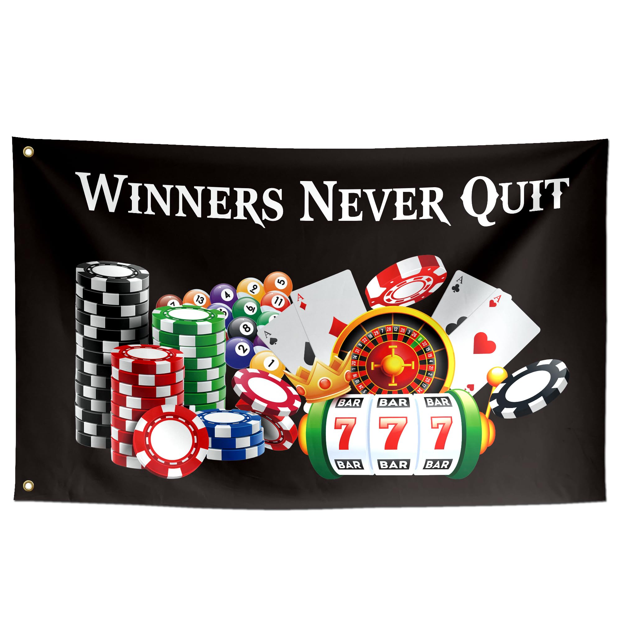 ToFlagify Winners Never Quit flag front view with vivid colors for dorm decor