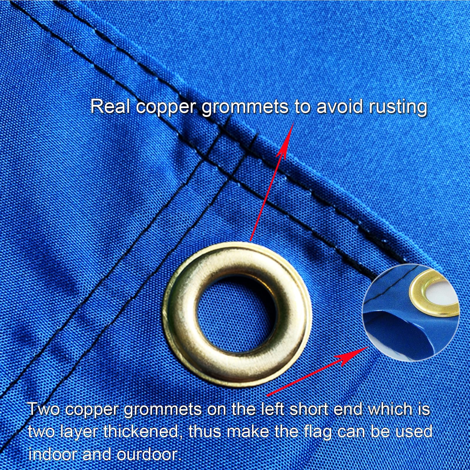 ToFlagify flag with copper grommets demonstrating durable mounting options