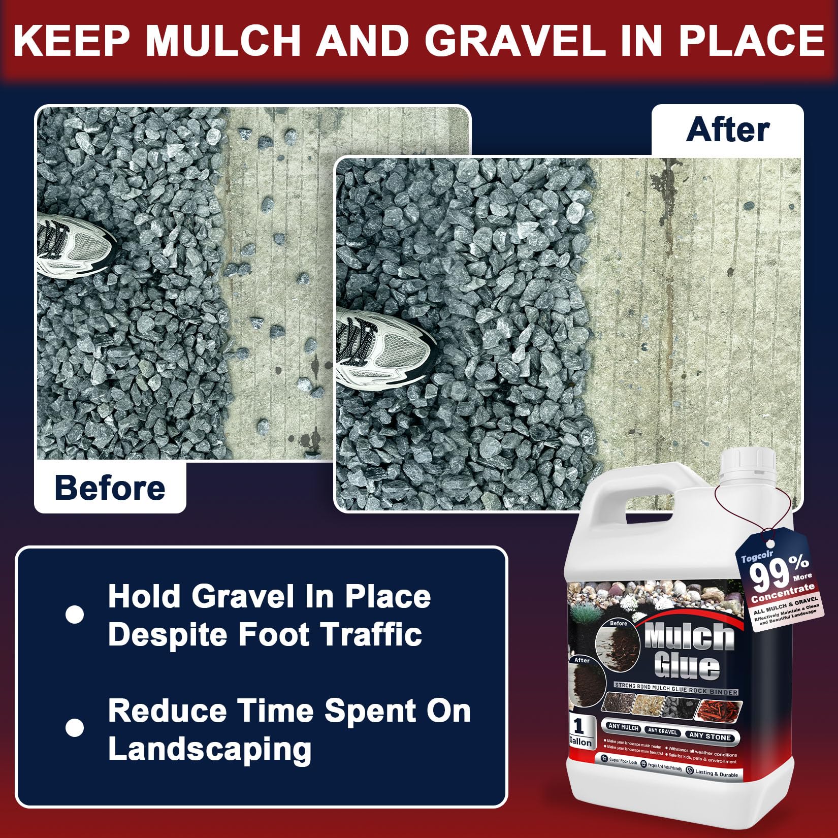 Togcolr Mulch Glue spray application demonstrates easy, even coating for long-lasting hold.