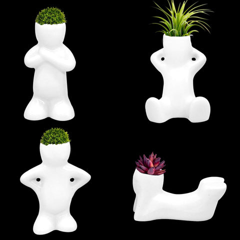 Together-life ceramic air head planter bowl for stylish desktop displays.