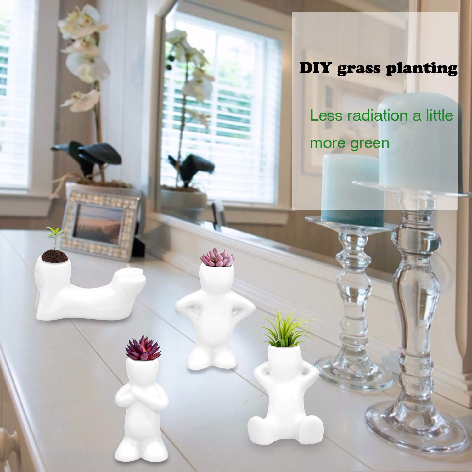 Together-life white ceramic air head decor adds a modern touch.