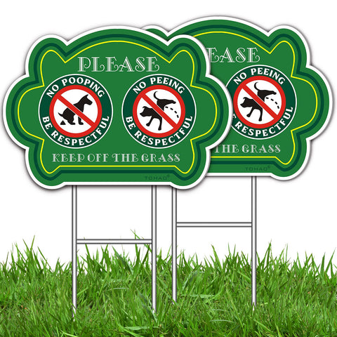 TOHAO No Peeing No Pooping sign 2-pack, double-sided, visible from both sides for lawn messaging.
