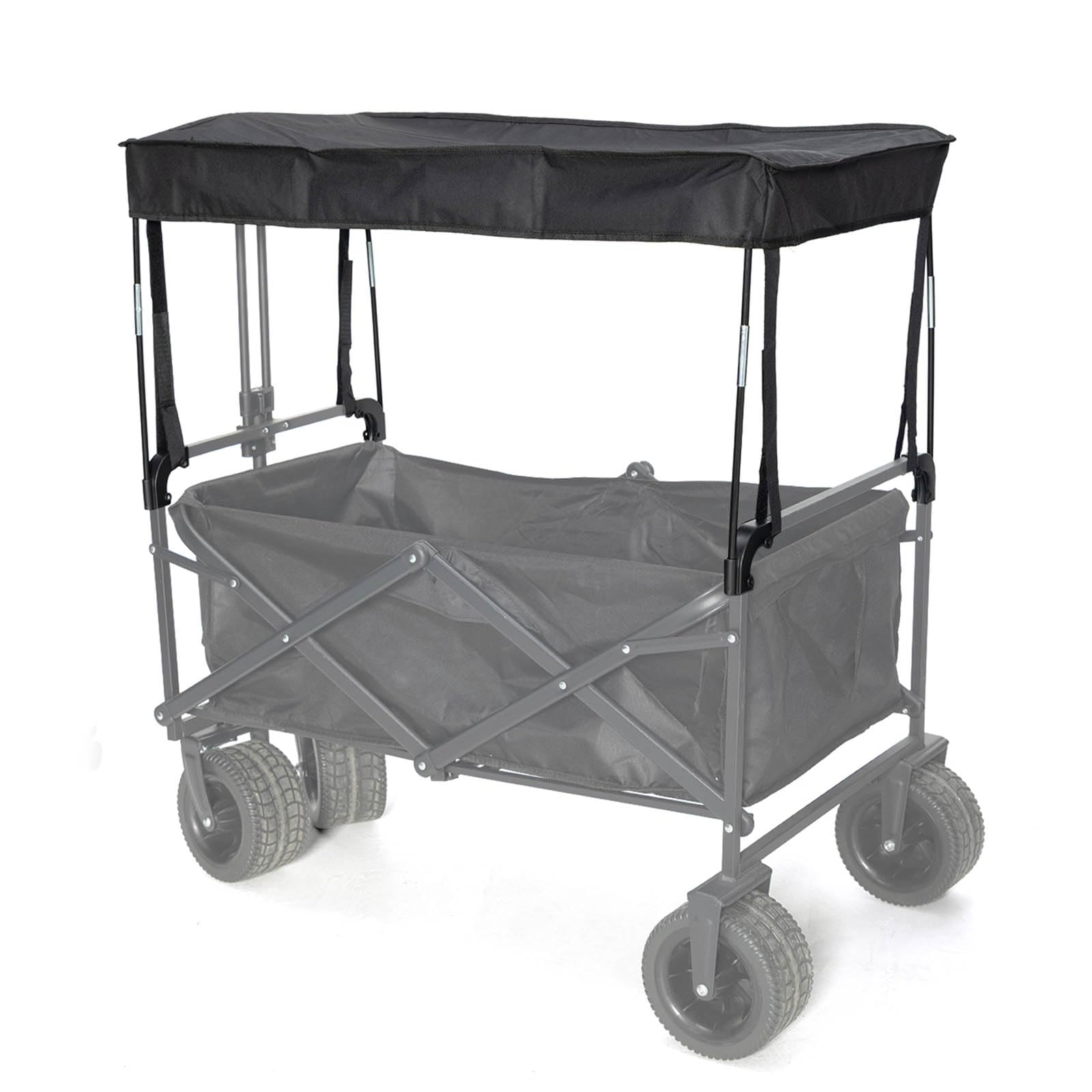 TOHARA removable wagon canopy attached to a flat-folding wagon for sun protection.